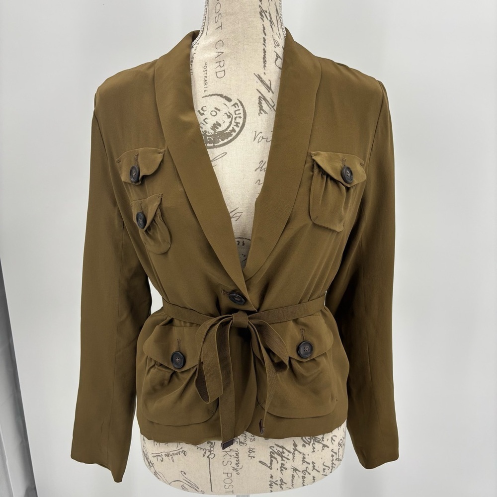 J Crew Safari Jacket, Blazer 100% Silk Size 4 - Picture 2 of 11